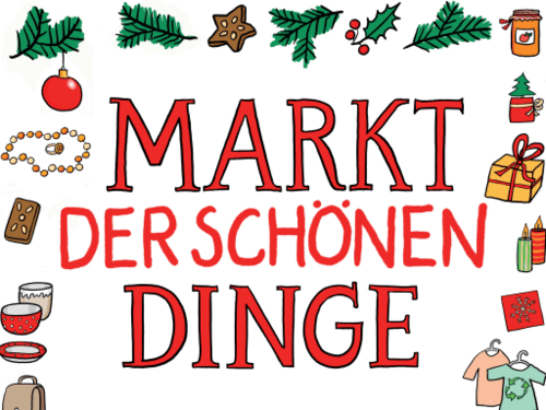 Weihnachtlicher Kranz umringt den Schriftzug