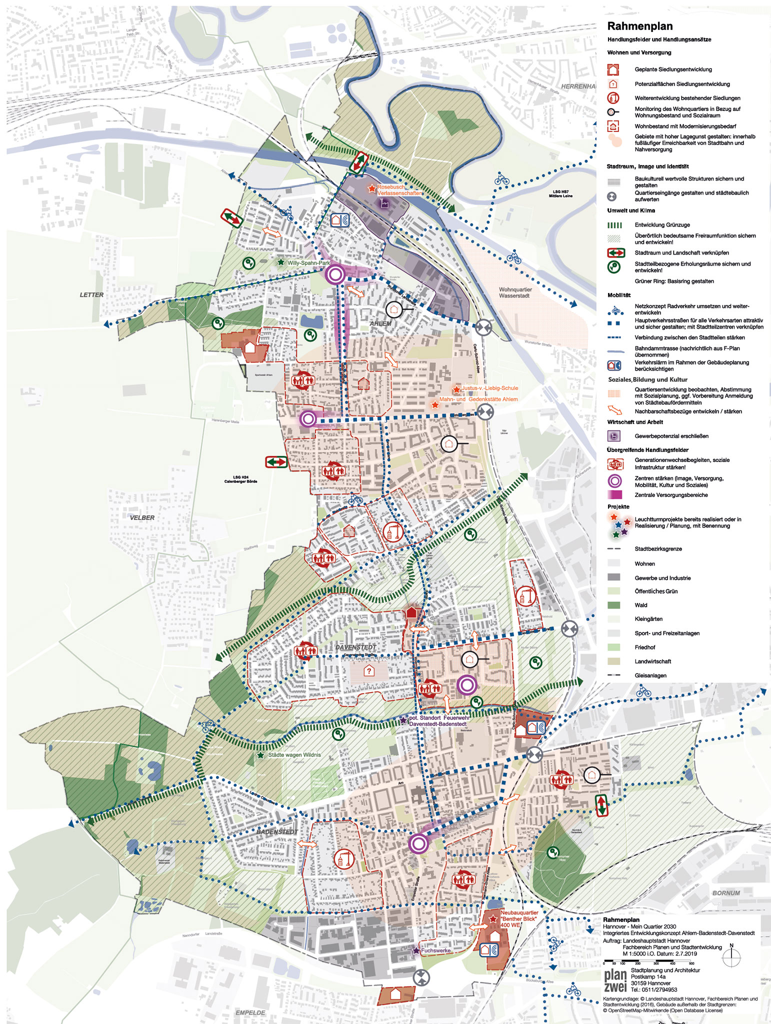 Kartenansicht der Stadtteile Ahlem, Badenstedt und Davenstedt