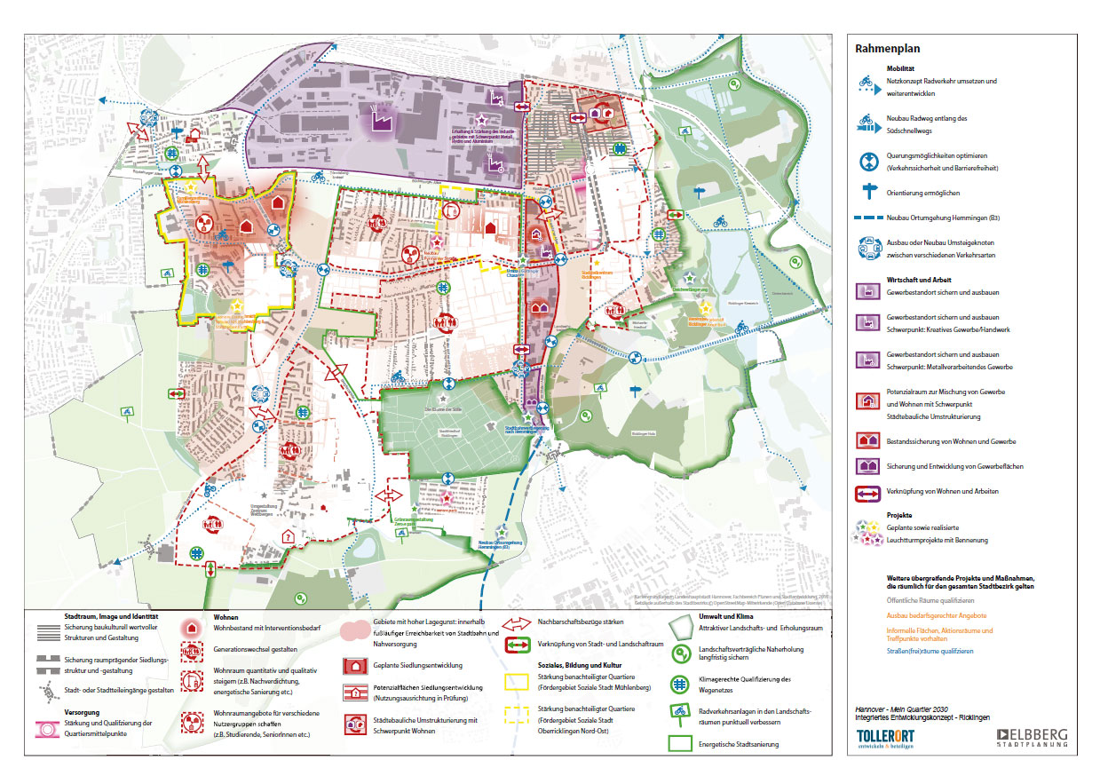 Kartenansicht der Stadtteile Ricklingen, Oberricklingen, Wettbergen, Mühlenberg und Bornum